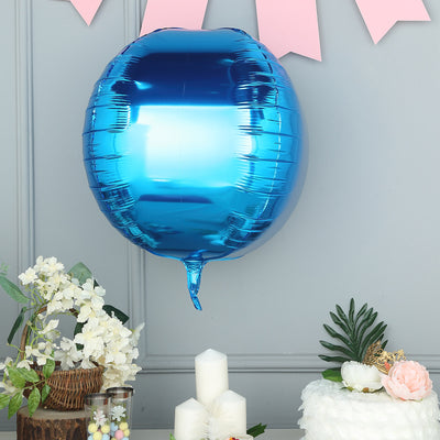 Shiny blue balloon decoration for parties and celebrations.