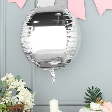Elevate Your Party Decor with 2 Pack Shiny Silver Sphere Mylar Balloons