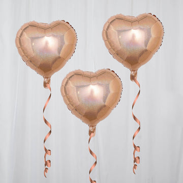 Rose Gold Heart Mylar Foil Balloons for Stunning Party Decor