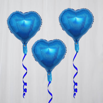Royal Blue Heart Mylar Foil Helium or Air Balloons - Add a Touch of Elegance to Your Event Decor
