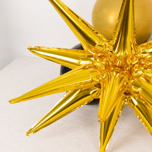 5 Pack Large Metallic Gold 14-Point Star Explosion Foil Balloons, Fireworks Starburst