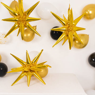 Celebrate in Style with Gold Starburst Shaped Balloons