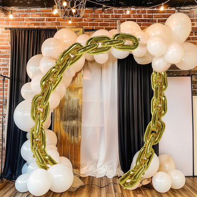 Gold chain balloon arch for festive events and celebrations
