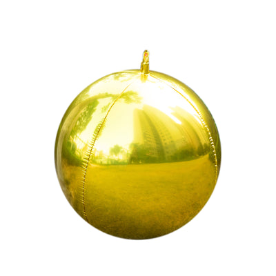 Shiny gold decorative ball on a white background