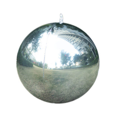Reflective garden ornament ball on white background