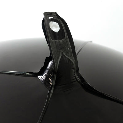 Black balloon detail showing the tie and top structure.