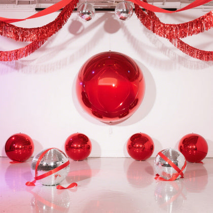 2-Pack Orbz Mylar Foil Balloons, 43" Metallic Red Large Round Sphere Helium or Air-Filled Party Decorations