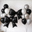 Black and silver balloons with large bow shapes, ideal for celebrations.