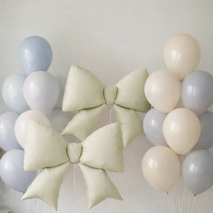 10 Pack Giant Foil Bow Balloons – Matte White Party Balloons for Backdrop, Photo Booth & Event Styling, 29″ x 27″ Inflated