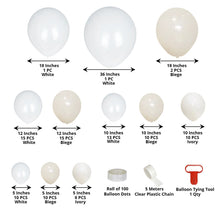 A bunch of white latex sphere balloons with measurements on them
