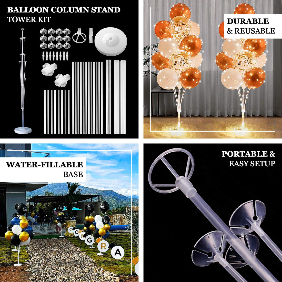 2 Pack Balloon Column Stands 4.5ft Clear | eFavormart