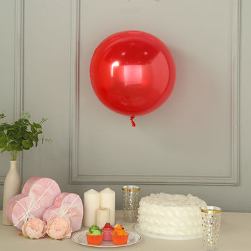 Shiny Red Reusable UV Protected Sphere Vinyl Balloons 18"