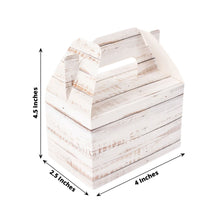25 Pack Rustic White Party Favor Gift Gable Boxes With Wood Plank Pattern, Candy Tote Boxes