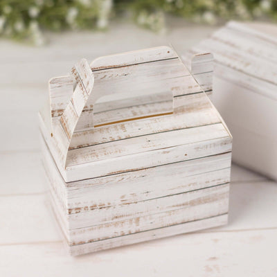 Rustic white wooden-style gift box with handle