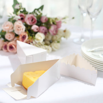 White Single Slice Triangular Paper Dessert Boxes