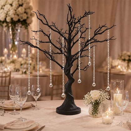 Manzanita Tree Centerpiece 34" Black with 8 Acrylic Bead Chains - Easy Assembly Decorative Artificial Tree