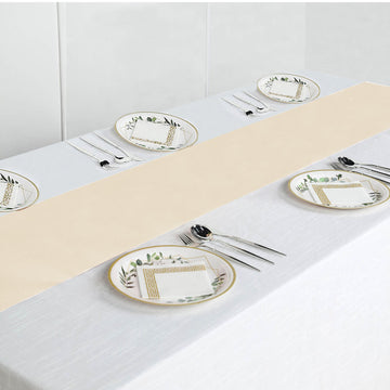 Durable and Versatile Beige Polyester Table Runner
