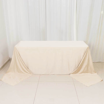 Beige Premium Scuba Rectangular Tablecloth, Wrinkle Free Polyester Seamless Tablecloth - 90"x156"