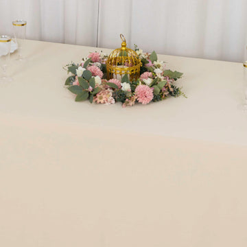 Convenience Meets Sustainability - Beige Wrinkle Free Polyester Tablecloth