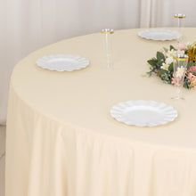 Beige Premium Scuba Round Tablecloth, Wrinkle Free Polyester Seamless Tablecloth 132inch