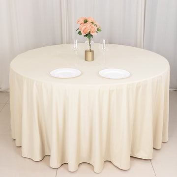 Beige Premium Scuba Round Tablecloth: A Must-Have for Your Event Décor