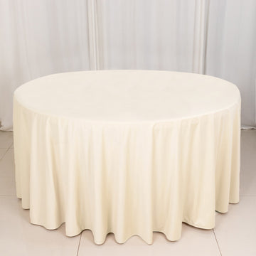 Beige Premium Scuba Round Tablecloth, Wrinkle Free Polyester Seamless Tablecloth 120"