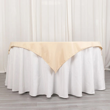 Beige Premium Seamless Polyester Square Table Overlay 220GSM 70"x70"