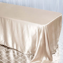 Beige Satin Seamless Rectangular 90 Inch x 132 Inch Tablecloth