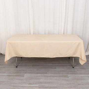 Beige Seamless Premium Polyester Rectangular Tablecloth 220GSM 60"x102"