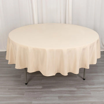 Beige Seamless Premium Polyester Round Tablecloth 220GSM 90"
