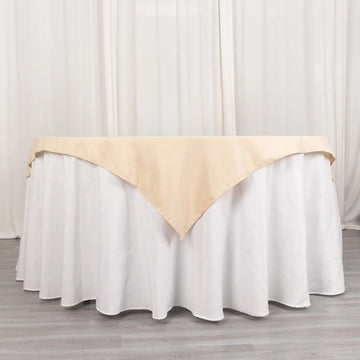 Beige Seamless Premium Polyester Square Table Overlay 220GSM 54"x54"