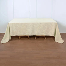 Wrinkle Resistant Linen Rectangular Tablecloth 90 Inch x 132 Inch Beige With Slubby Texture