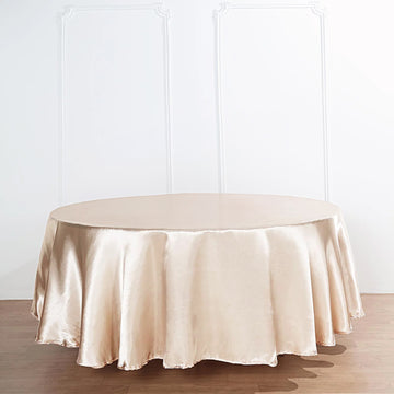 Beige Seamless Satin Round Tablecloth 120"