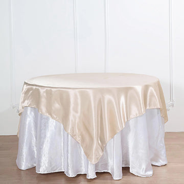 Beige Seamless Satin Square Tablecloth Overlay 72" x 72"