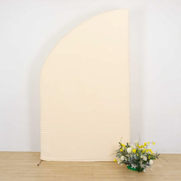 Elevate Your Wedding Ambiance with the Beige Spandex Fitted Chiara Backdrop Stand Cover
