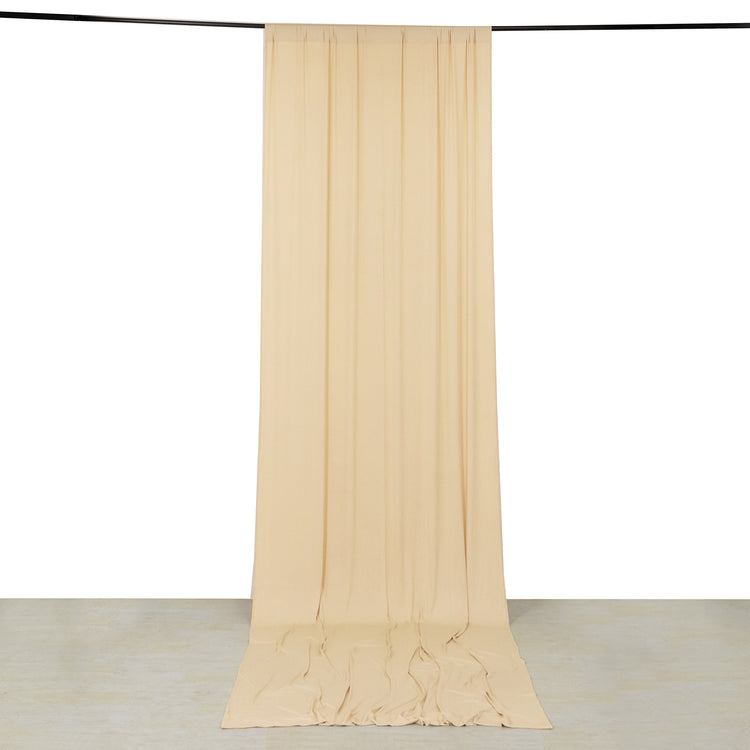 Beige 4-Way Stretch Spandex Drapery Panel with Rod Pockets, Photography Backdrop Curtain