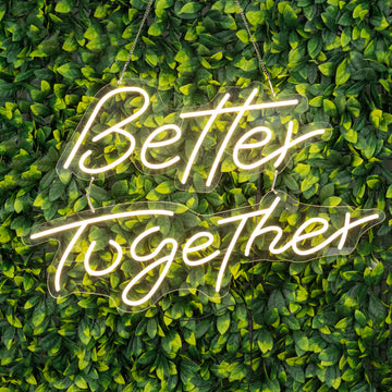 Better Together LED Neon Light Sign for Party or Home Wall Decor, Warm White Reusable Hanging Light With 5ft Chain