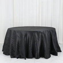 Black Accordion Crinkle Taffeta Tablecloth 132 Inch Round Seamless
