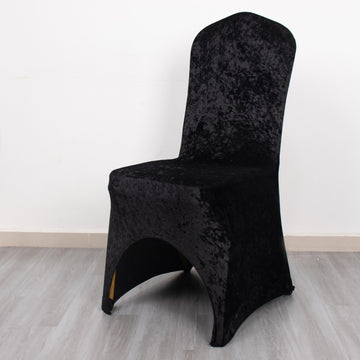 Elevate Your Event Decor with the Black Crushed Velvet Chair Cover