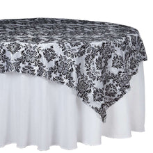 90 Inch x 90 Inch Square Black Damask Flocking Table Overlay