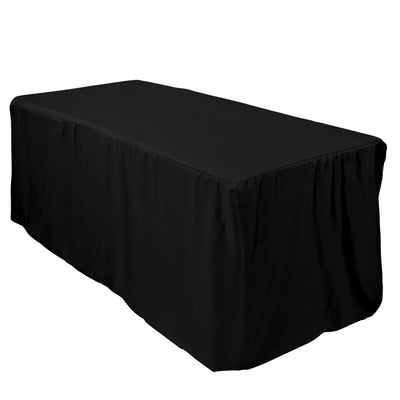 Black table cover with pleated design for events and gatherings