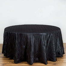 Round Black Pintuck Tablecloth 120 Inch   