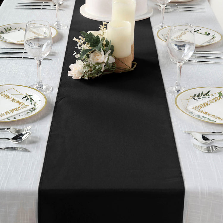 Polyester 12 Inch x 108 Inch Black Table Runner