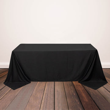 Black Premium Scuba Rectangular Tablecloth, Wrinkle Free Polyester Seamless Tablecloth 90"x132"