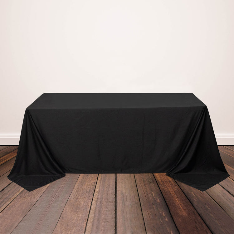 90x132inch Black Premium Scuba Rectangular Tablecloth, Wrinkle Free Polyester Seamless