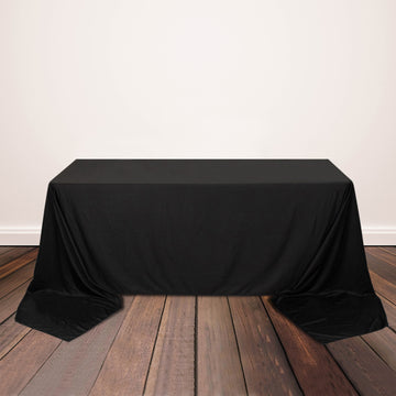 Black Premium Scuba Rectangular Tablecloth, Wrinkle Free Polyester Seamless Tablecloth 90"x156"
