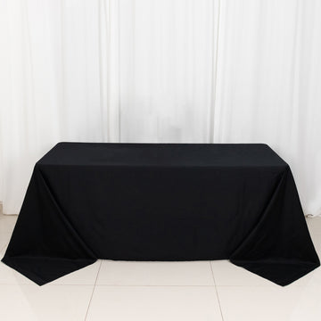 Black Rectangle 100% Cotton Linen Seamless Tablecloth 90"x132"