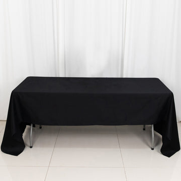 Elevate Your Event with the Black Rectangle 100% Cotton Linen Seamless Tablecloth 60"x126"