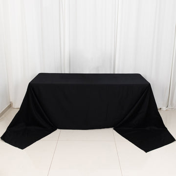Black Rectangle 100% Cotton Linen Seamless Tablecloth 90"x156"