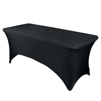 Black stretch table cover for 6-foot tables